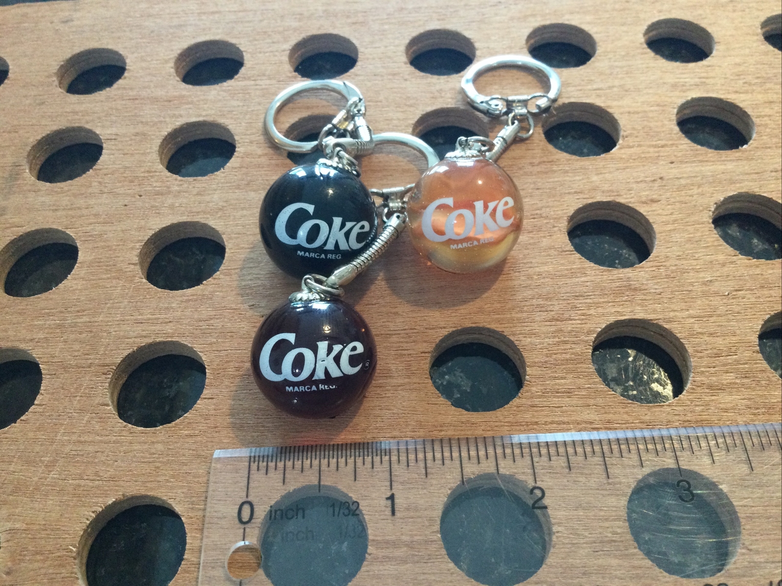Vintage | “Coke” Marble Keychain | Black, Orange, & Red | LOT OF 3