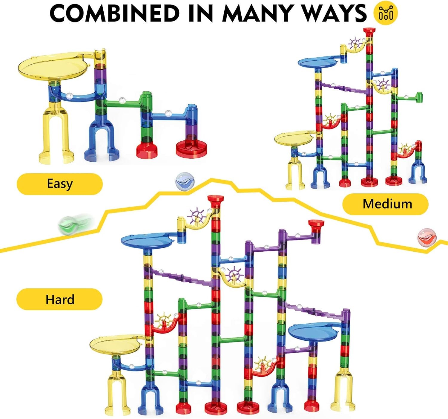 Magicfly Marble Run Set, 127 Pcs Race Track for Kids with Glass…