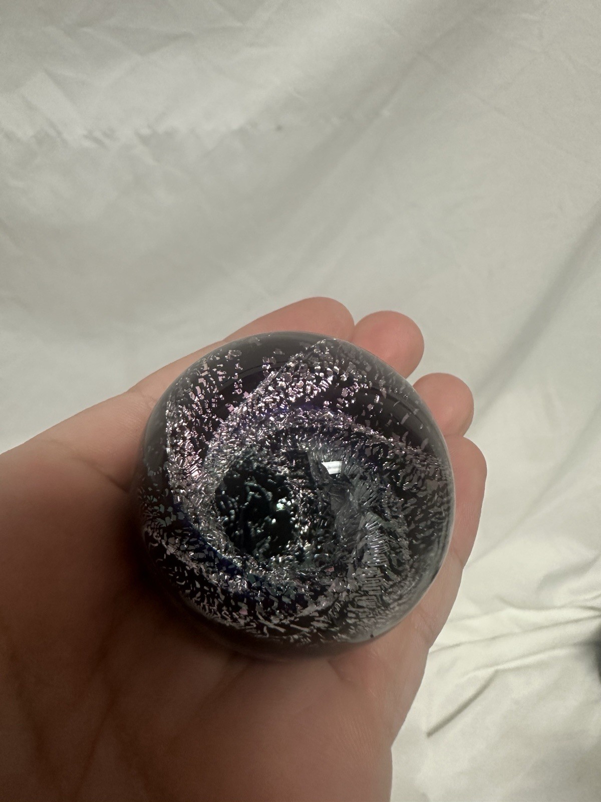 ⁠Kevin O’Grady Art Glass Vortex Marble Paperweight Dichroic Galaxy Signed⁠ 1.75”