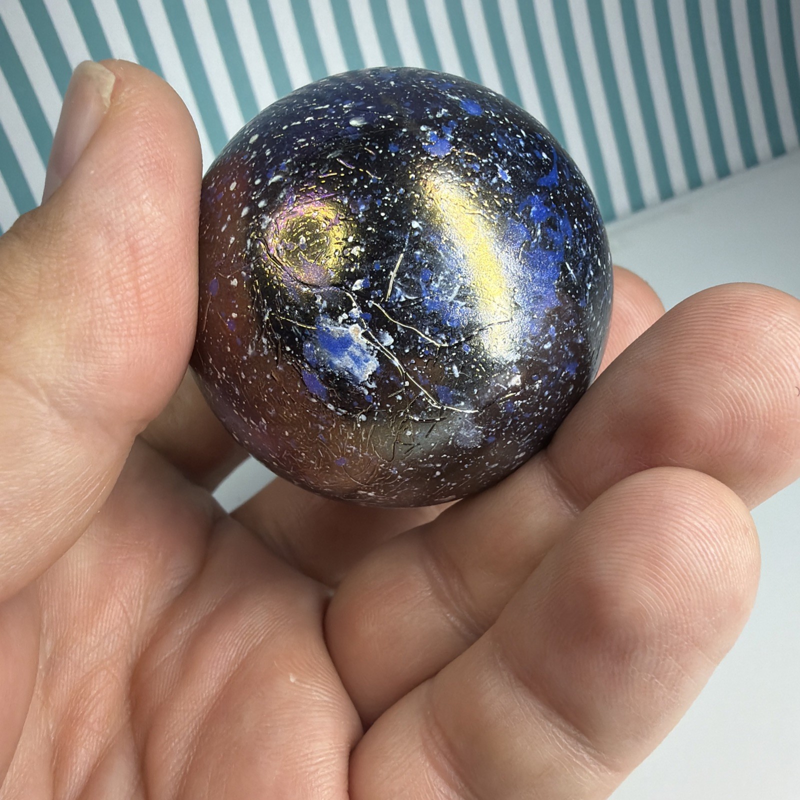 Vacor Jupiter Confetti Marble ~1.9″ Toe Breaker Huge Mint MIB Glass Marbles