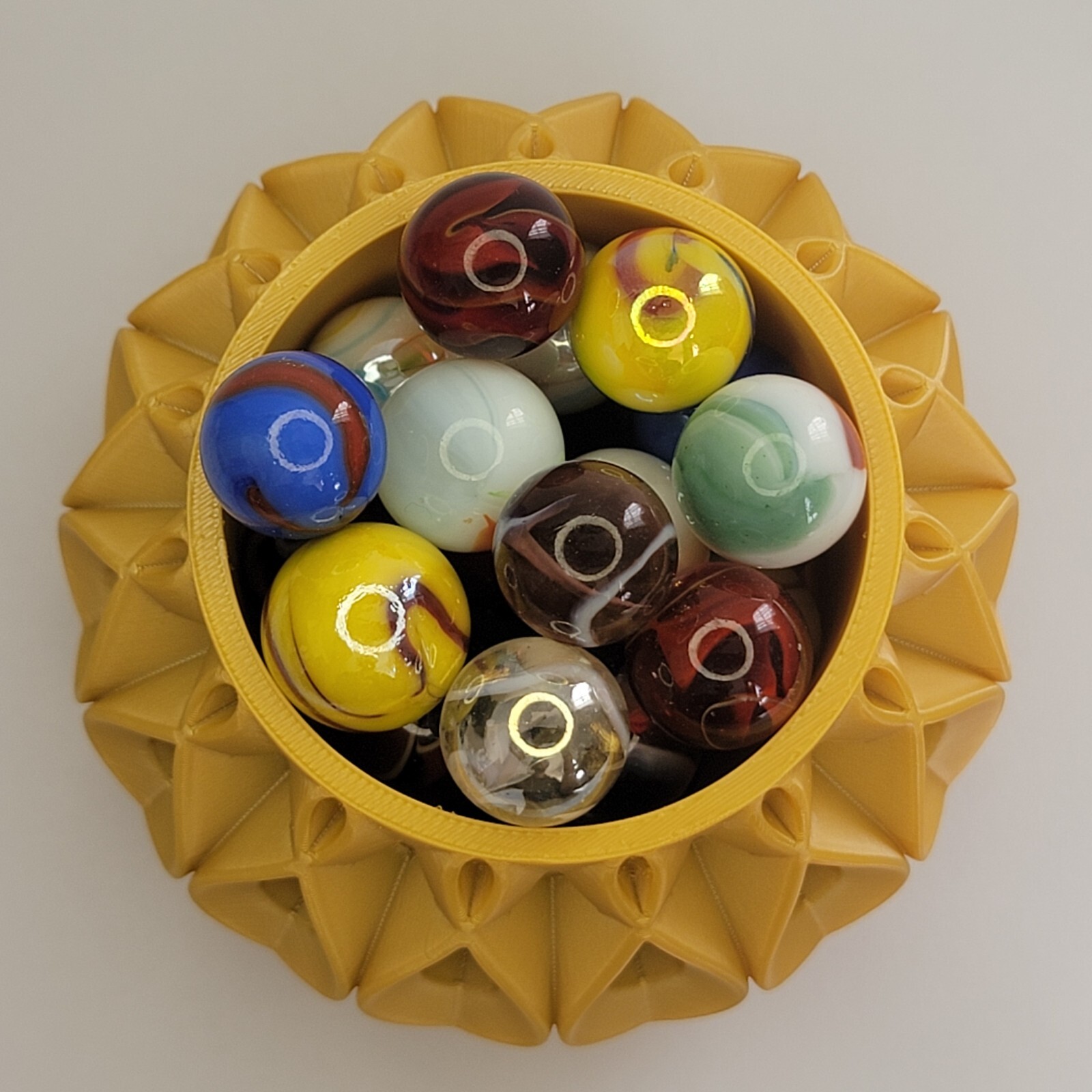Glass Marbles in Flower Pot lot #6393 Marbles Have Imperfections See Photos