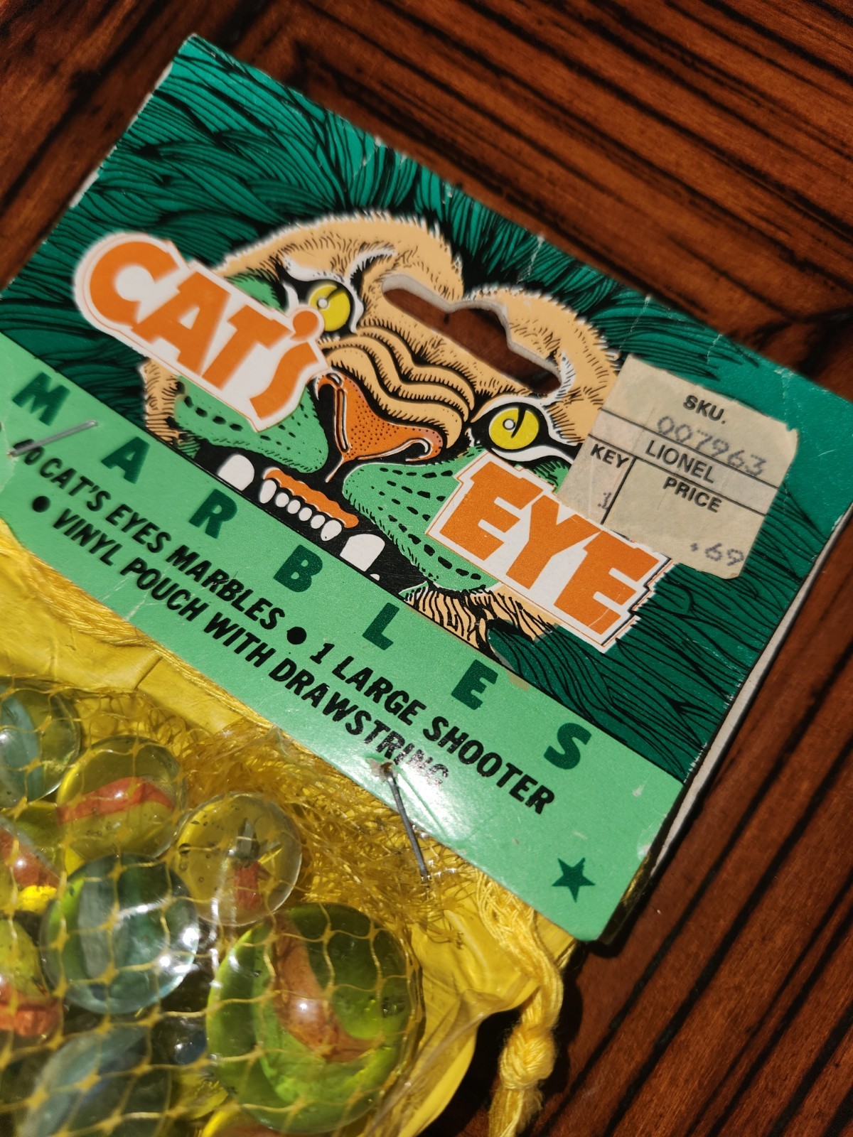 Marbles Cats Eye Glass NOS Vintage Antique Vinyl Pouch with Drawstring Bag