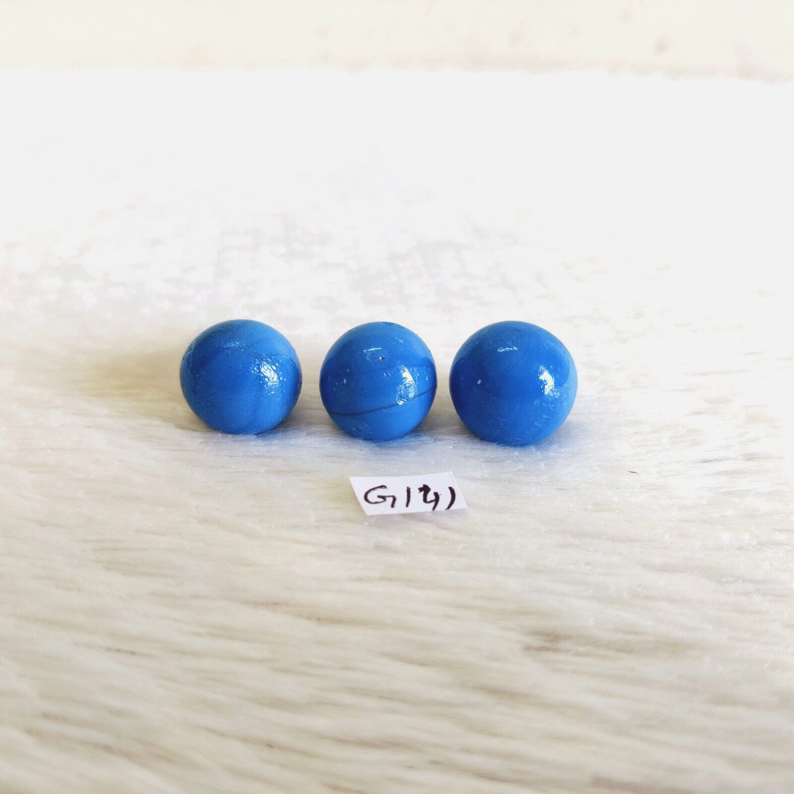 Vintage Old Blue Shade Glass Marble 3 Pcs Decorative Collectibles G141