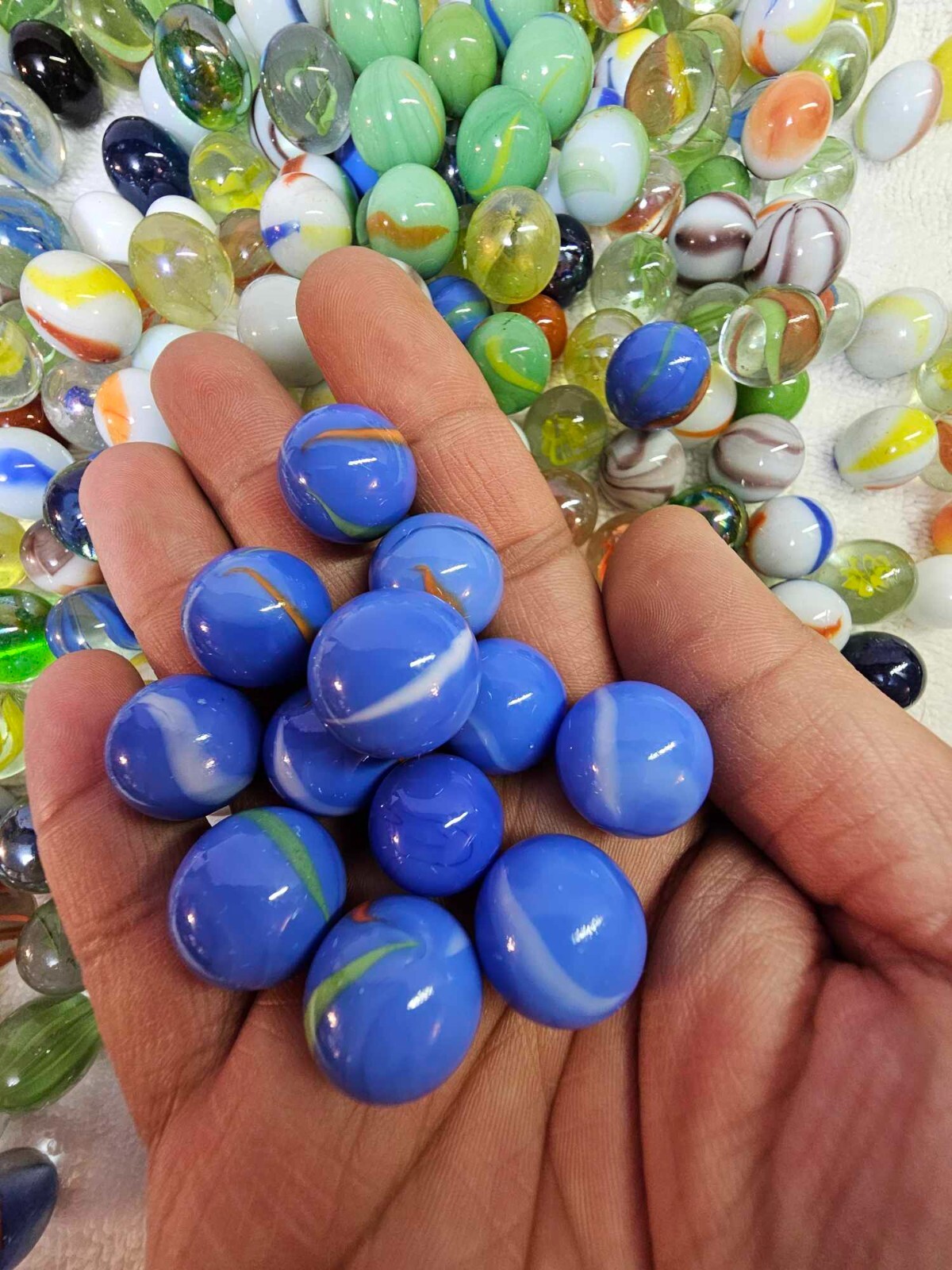 Lot of 289- vtg cats eye, swirl jadeite color glass marble Mixed -12 medium size