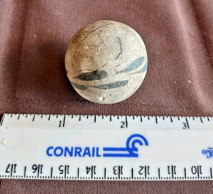 1890’s Shooting Marble Hand Painted Clay 1 1/4″ Diameter