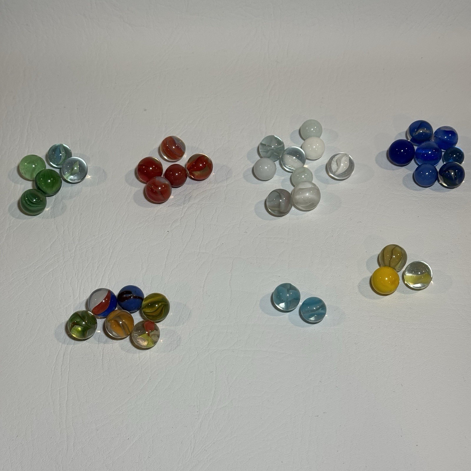 Old Marbles Lot (37) Blue Green Red Yellow White Multi Color/swirl Nice