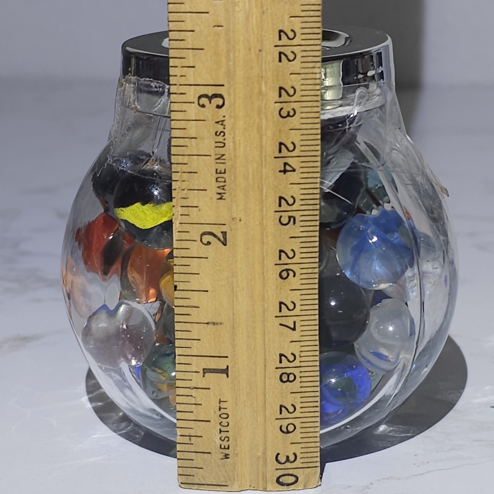 Glass Jar Of Vintage Marbles