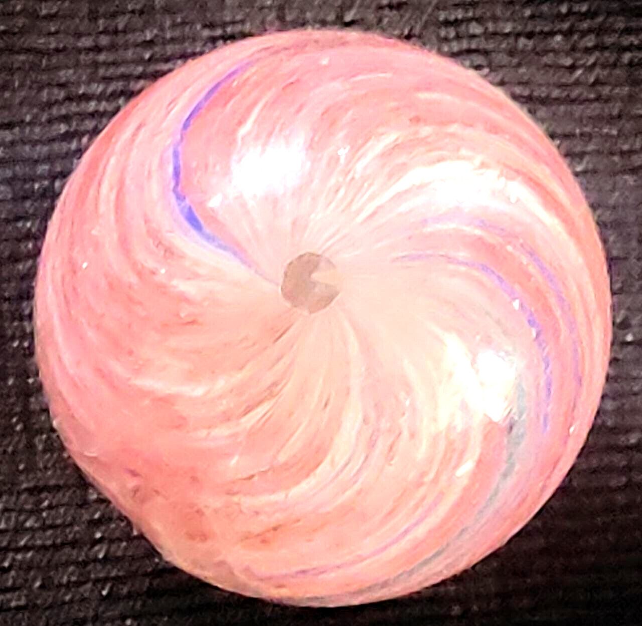 TOY MARBLE onionskin light shrunken tornado swirl ,0.96” mica pink, blue EOC