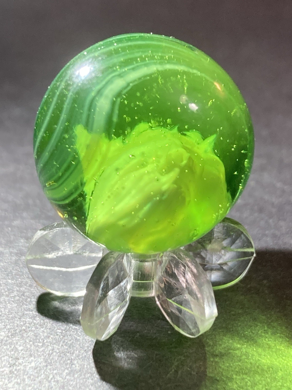 Collectible Marble UV Uranium STUNNING Must Have Green Swirls .66″