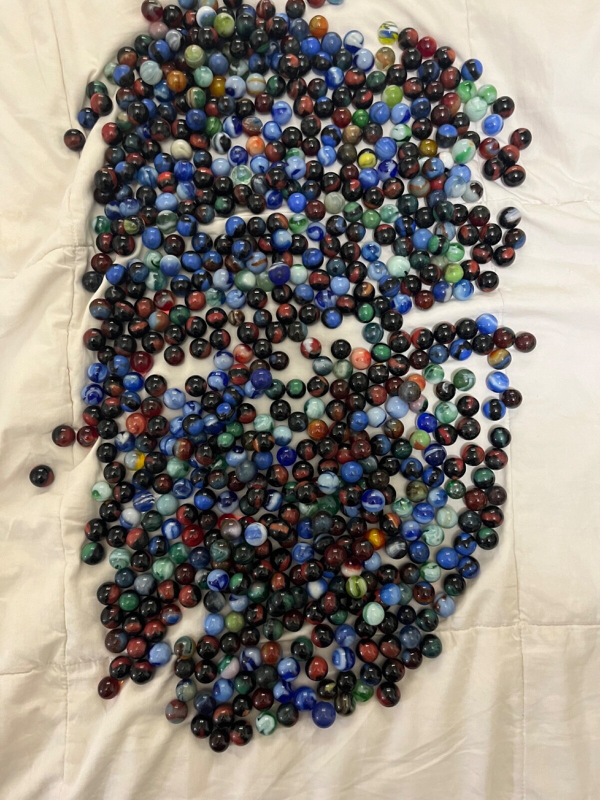 Mixed Lot 55 Assorted Old Vintage To Modern Colorful Glass Marbles {WASHED}