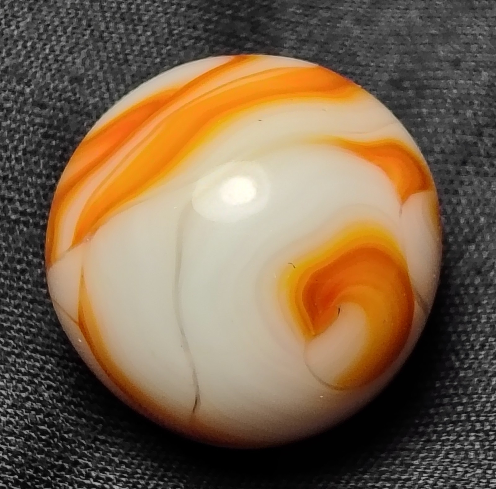 Vintage Alley Agate 0.63″ Marble Copper Brown Swirl Busy Detail NM!