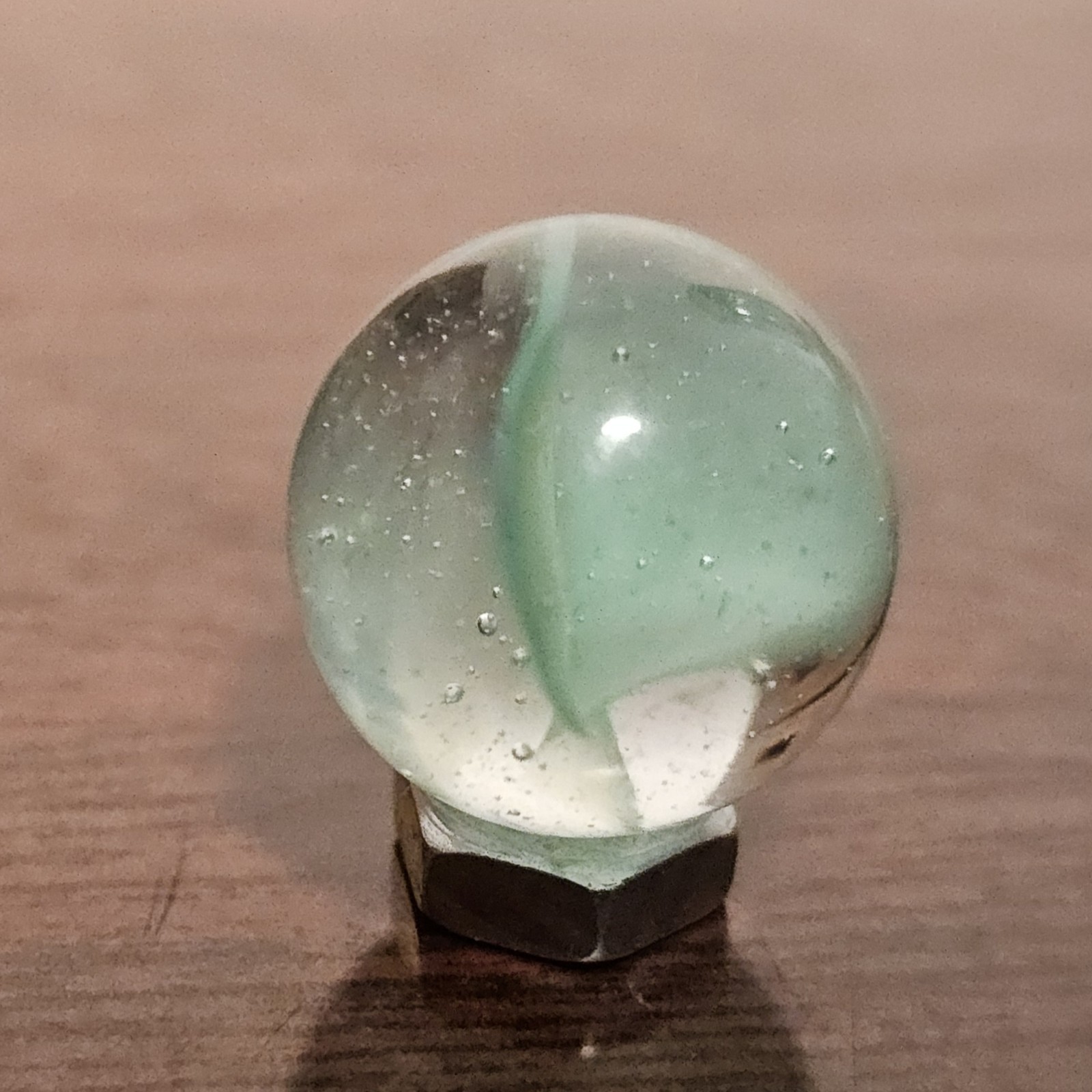 Vintage CE Bogard Light Green Floppy 4-Lobe Cats Eye .593″ Glass Marble