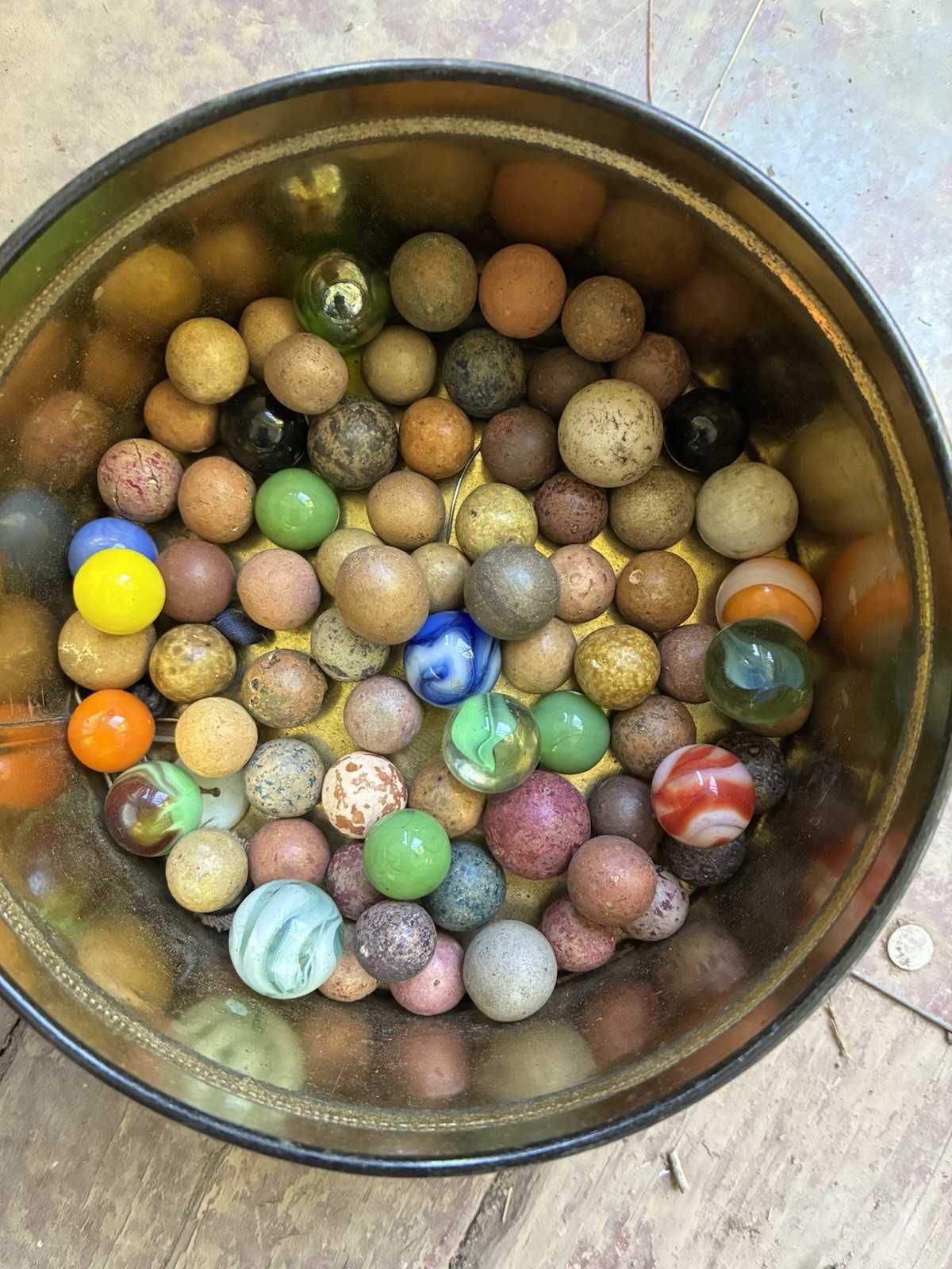 Vintage Marble Collection Lot Clay Glass Marbles Attic Find