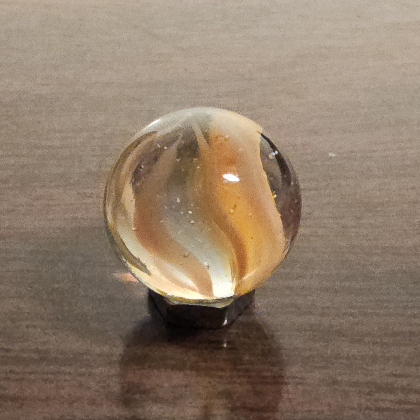 Vintage Vacor Orange Sherbert Spaghetti Ribbon .593″ Glass Marble