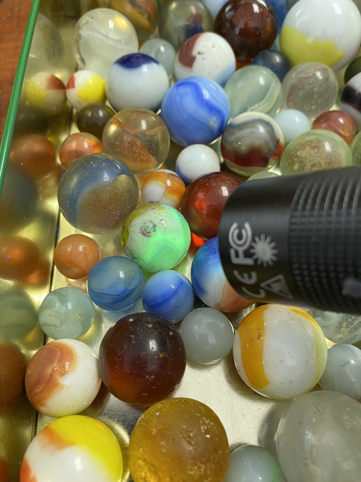 2 Lbs 15 Oz Of Shooter Marbles And Others In Ball Ideal Jar