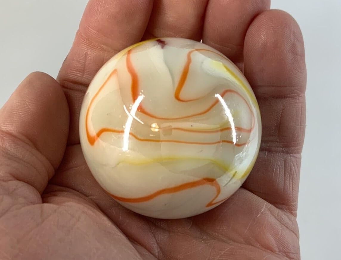 Toe Breaker 50mm (2″) Gelato White Swirl Marbles Glass 2 inches,