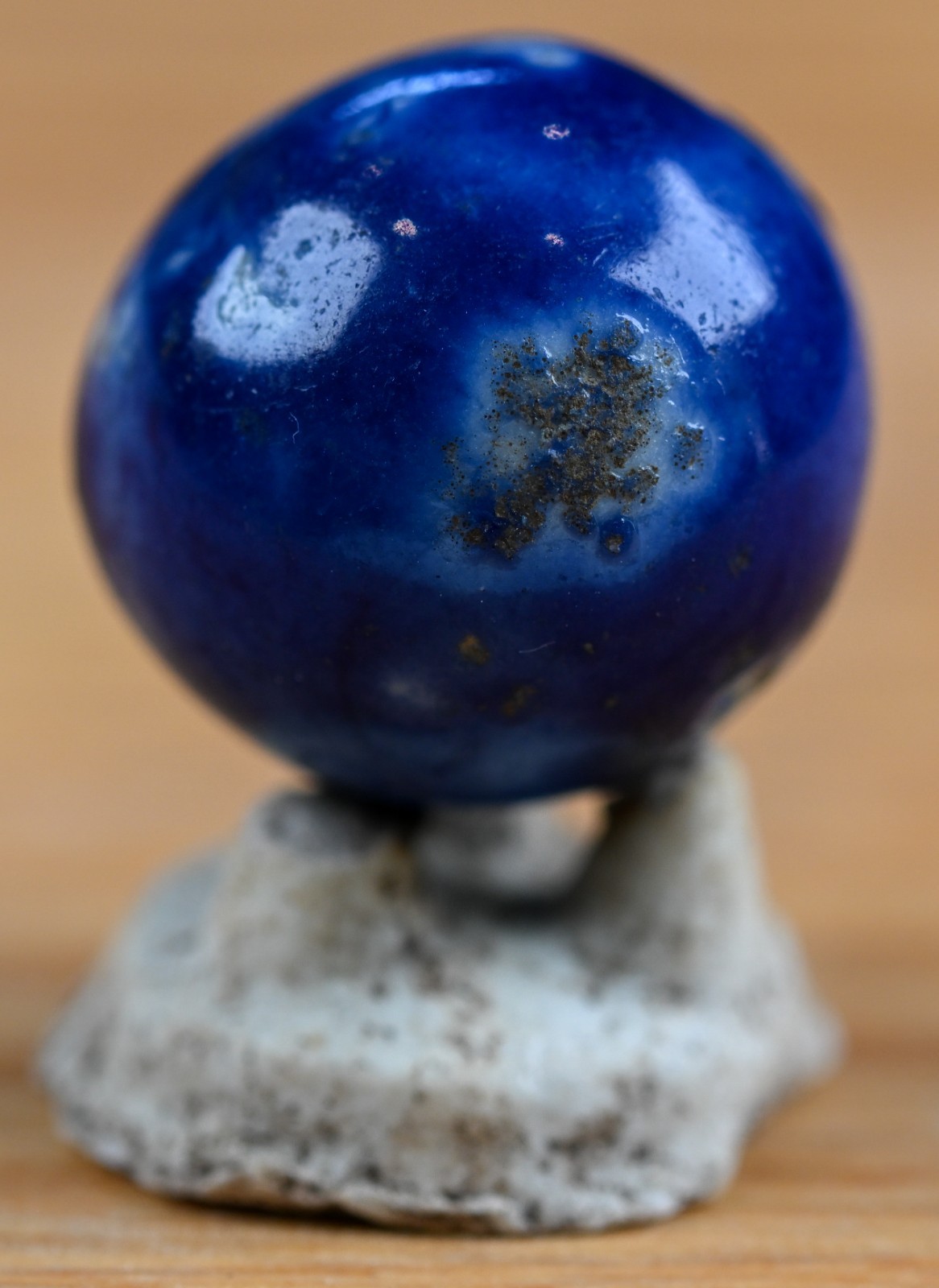 Blue Handmade Bennington Marble & Old German Firing Stand, 0.72 inch, Mint S1691