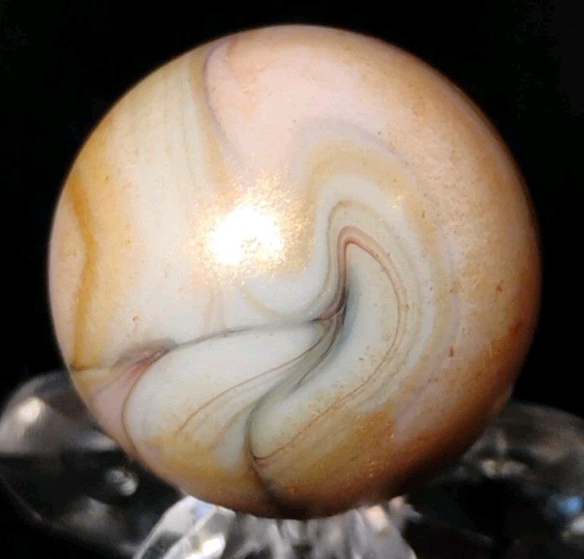 .69″ COVERED IN GOLD LUTZ UNIQUE JABO/D.A.S. MARBLES💥SWIRL TOYS MINT
