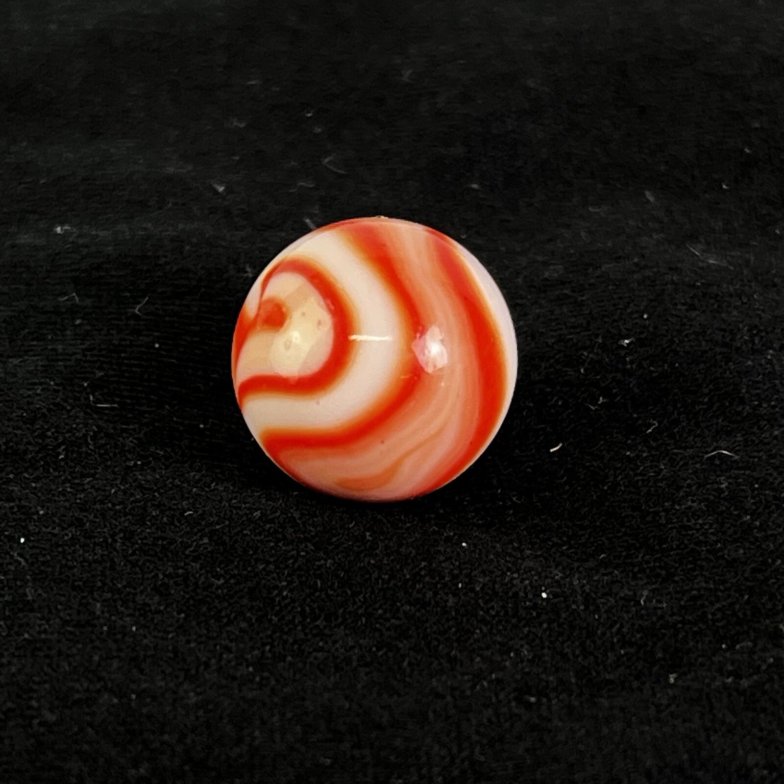 Rare Akro Agate Peltier Art Swirl Glass Marble .64” White Orange