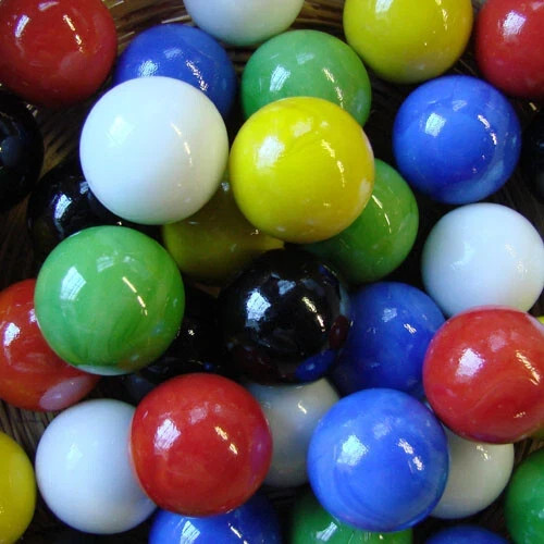 OPAQUE 6 COLOR MIX OF 1 INCH GAME MARBLES 600 COUNT CASE