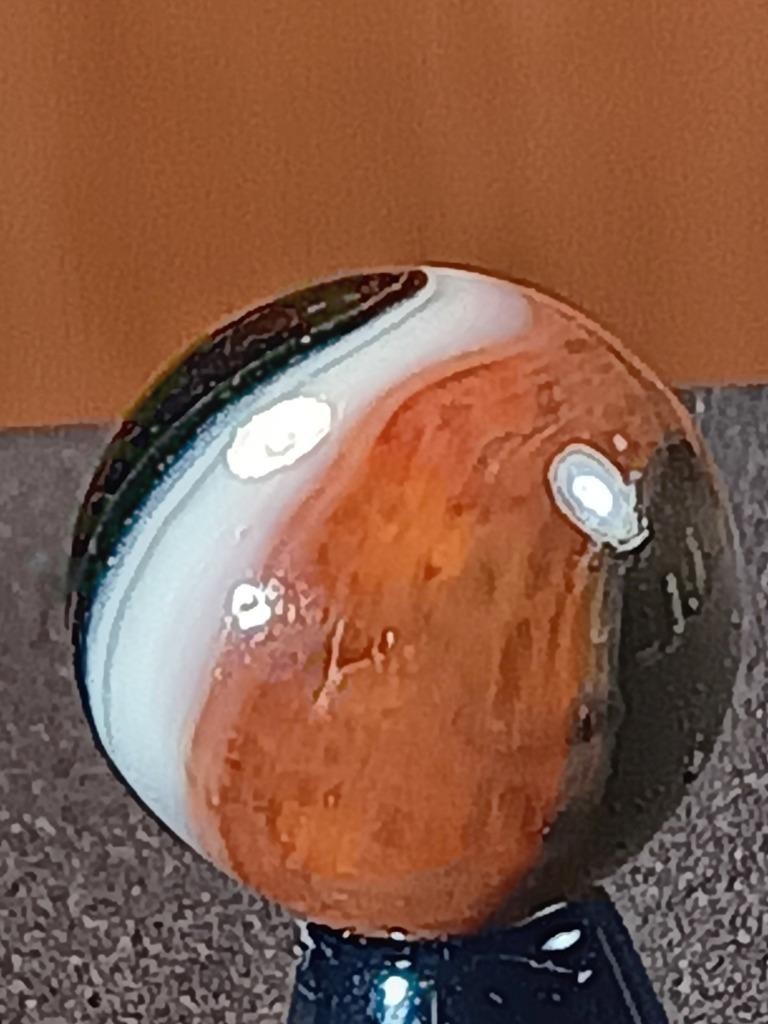 5/8″ Peltier Imperial Red to Dusty Rose Ice White Clear Rainbo NM Marble B316