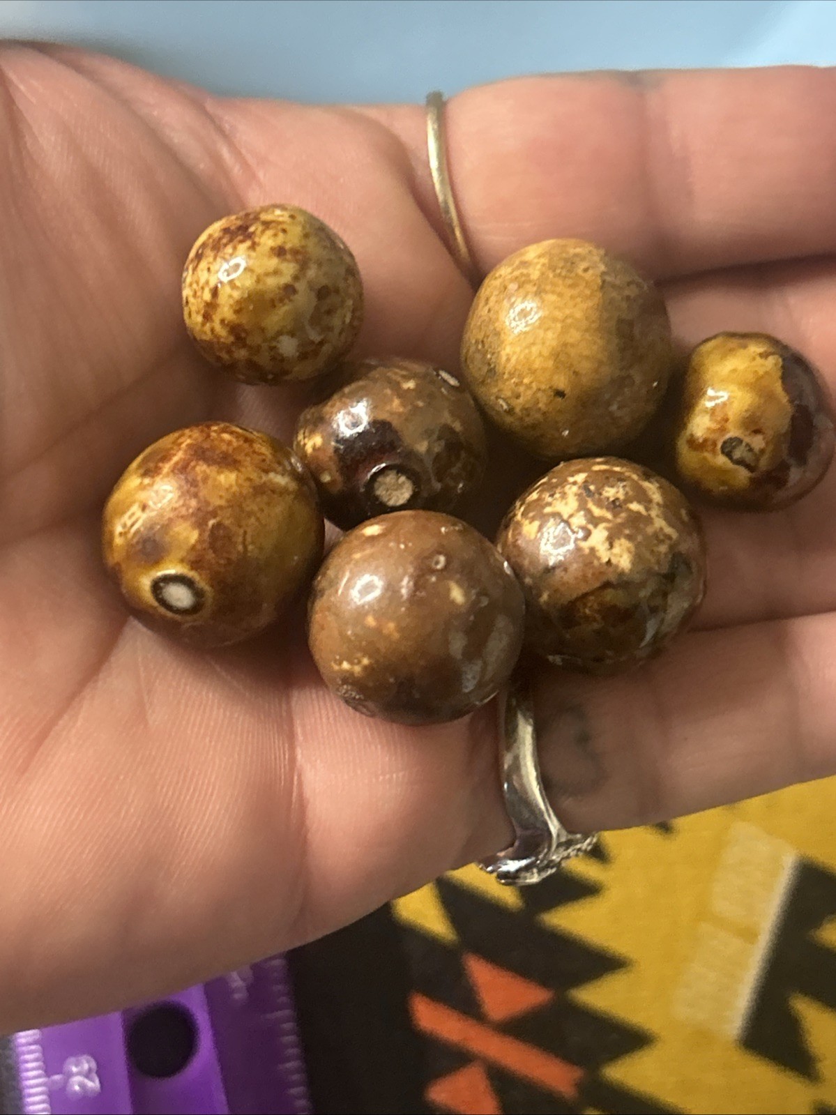 ANTIQUE CLAY GERMAN BENNINGTON MARBLES LOT OF 16 MINT 1850s BROWN .75” .5” .25”