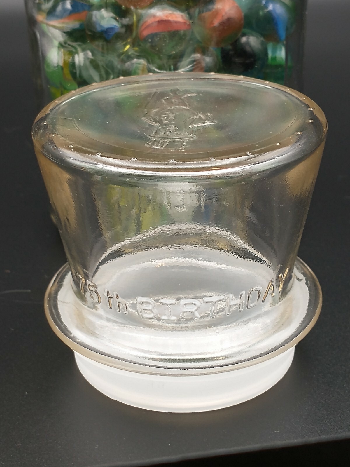 Vintage Marbles In 75th Birthday Mr. Peanut 🥜 Glass Jar