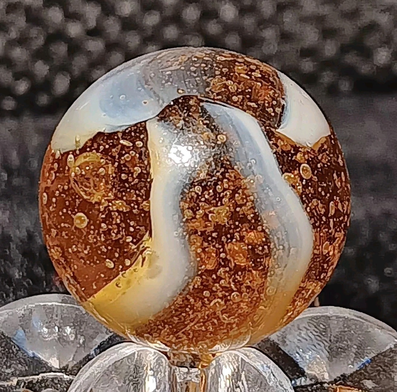 Peltier Glass Transparent Rainbo Marble. 5/8 Mint. Beautiful Bubbly Example..