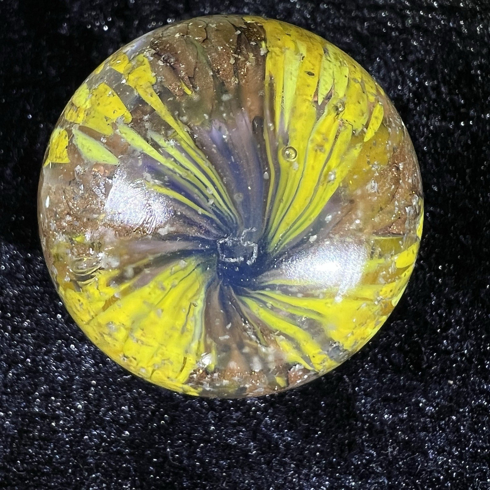 1 1/2” Chuck Stafford Furnace Aventurine / Mica Marble Signed CS