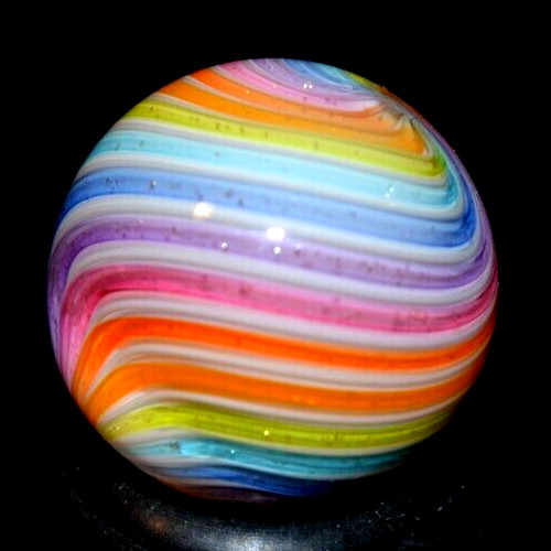 HOT HOUSE GLASS MARBLE/.689″-PASTEL DICHROIC PLAYER # 111-TANGERINE,MAGENTA+