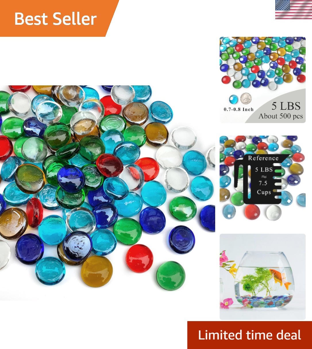 500 PCS 5Lb Multicolor Glass Rocks – Decorative Vase Fillers for All Occasions