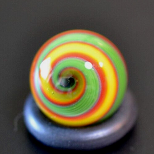 BRYAN TRILLAS GLASS MARBLE/.542″-VIOLET BLACKLIGHT LUCKY STRIPE-SUNFLOWER,LIME,R