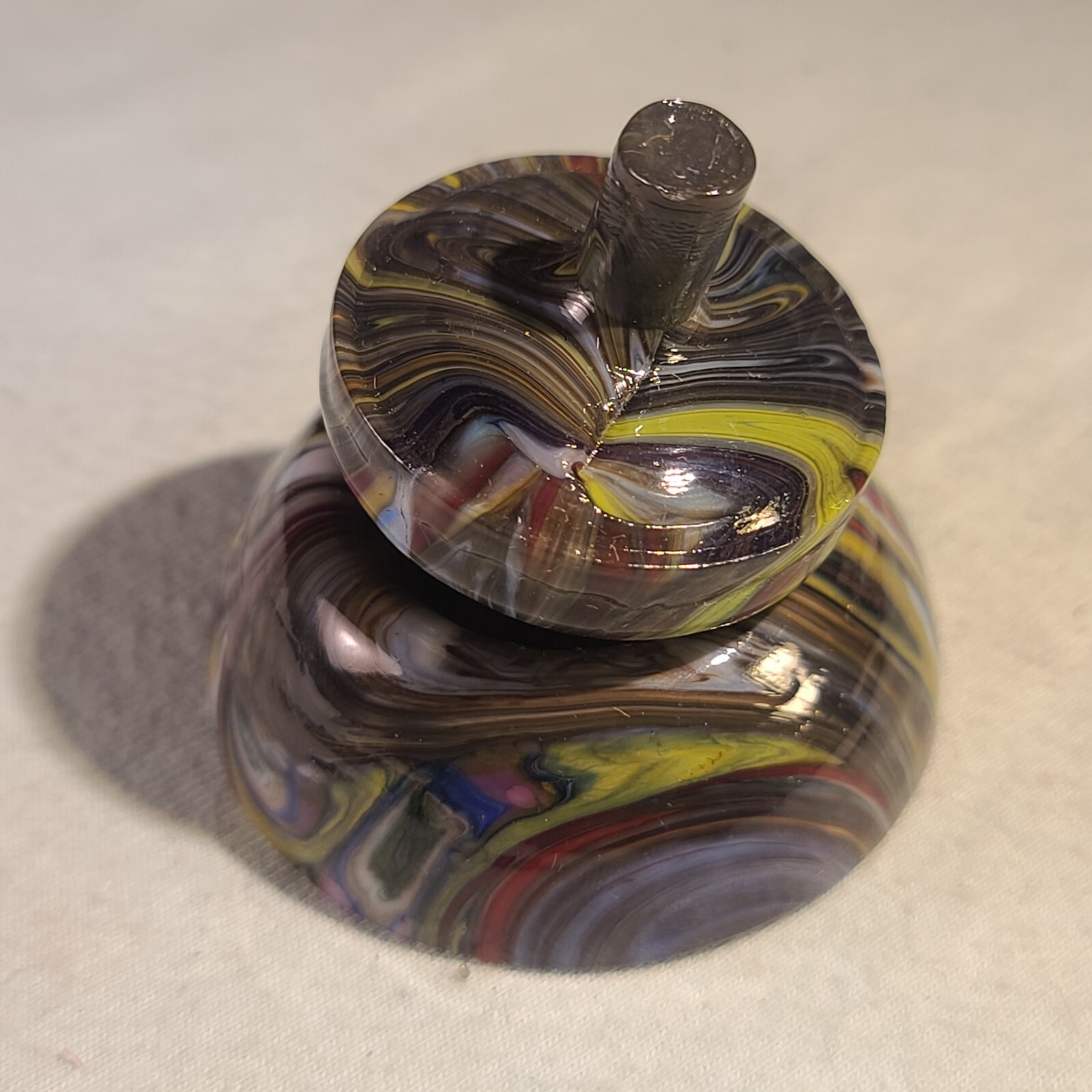 ANDY DAVIS, Glass Art Spinning Top & Base, Megans Run (?), #255E