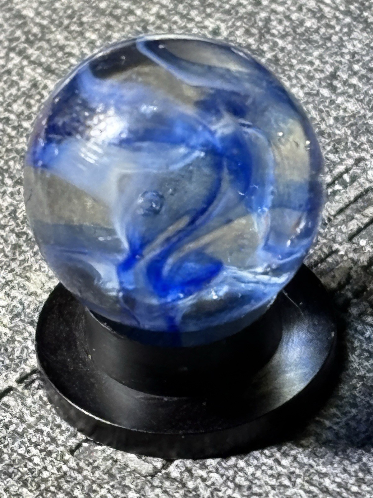 Veiligglas Wirepull Blue White Transparent Marble .59”