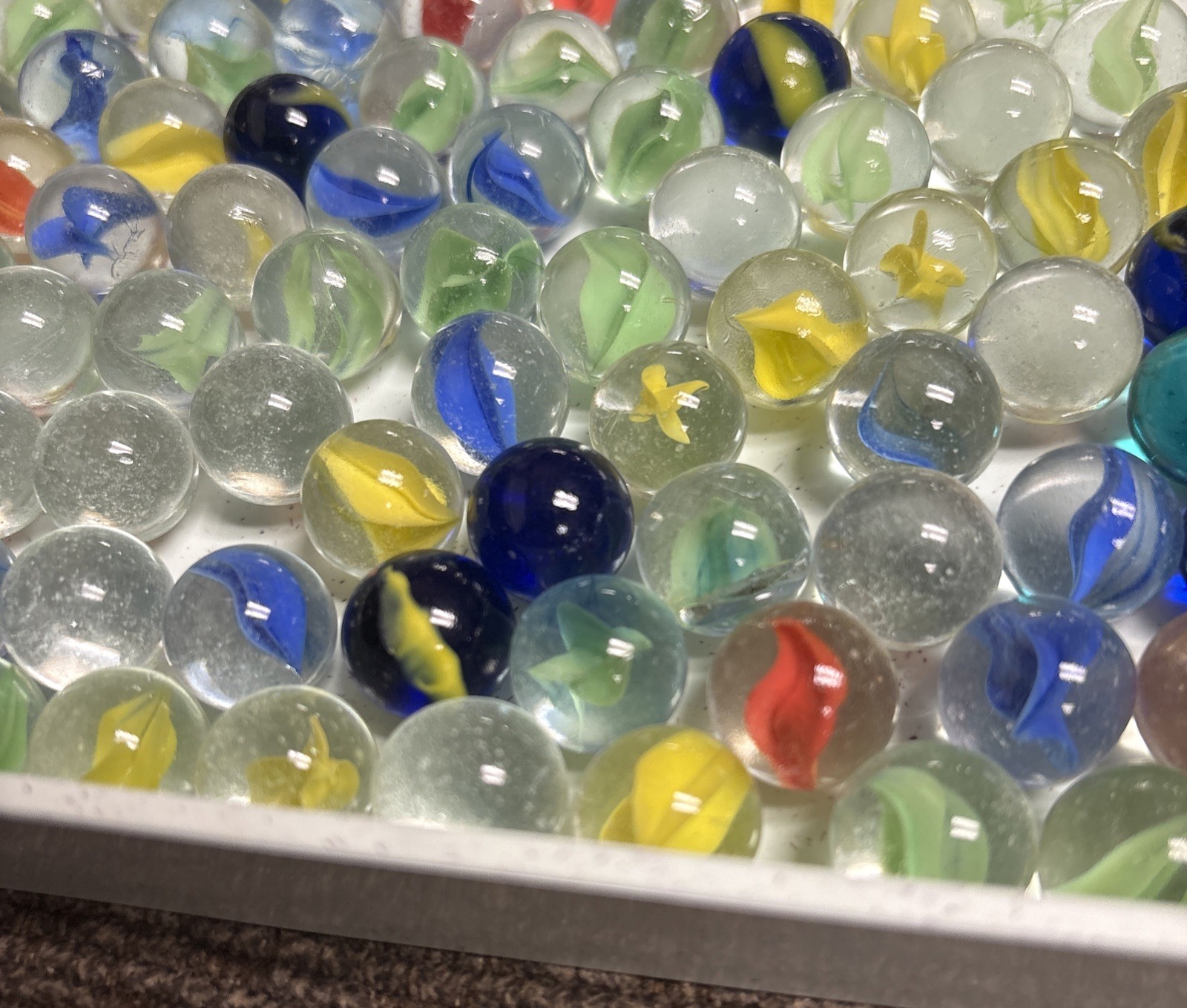 Vintage Marbles Different Sizes And Designs In Jar 120 Total Estate Lot 2A