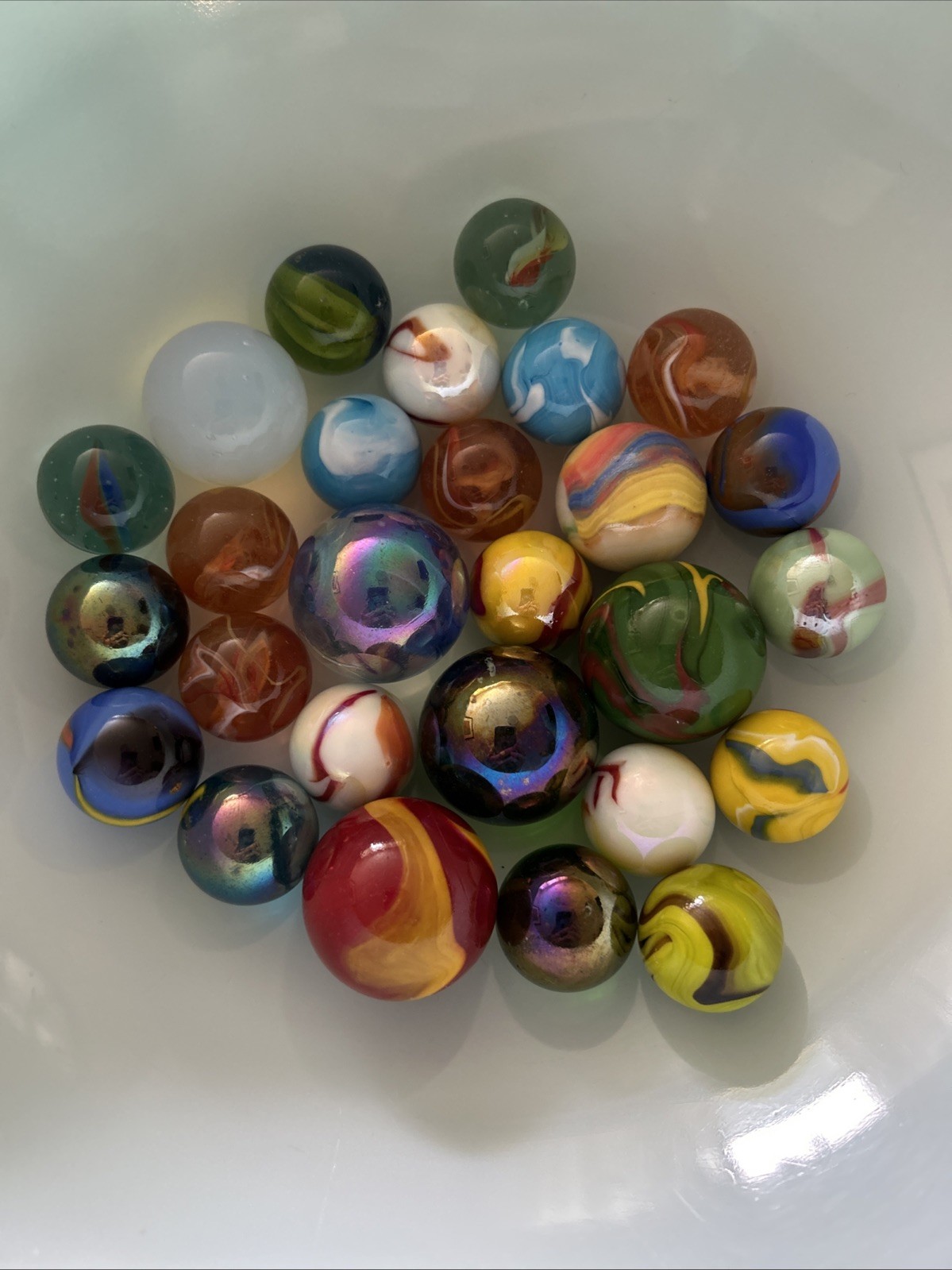 72 Hand Blown Unique Variety Of Various Sized Marbles