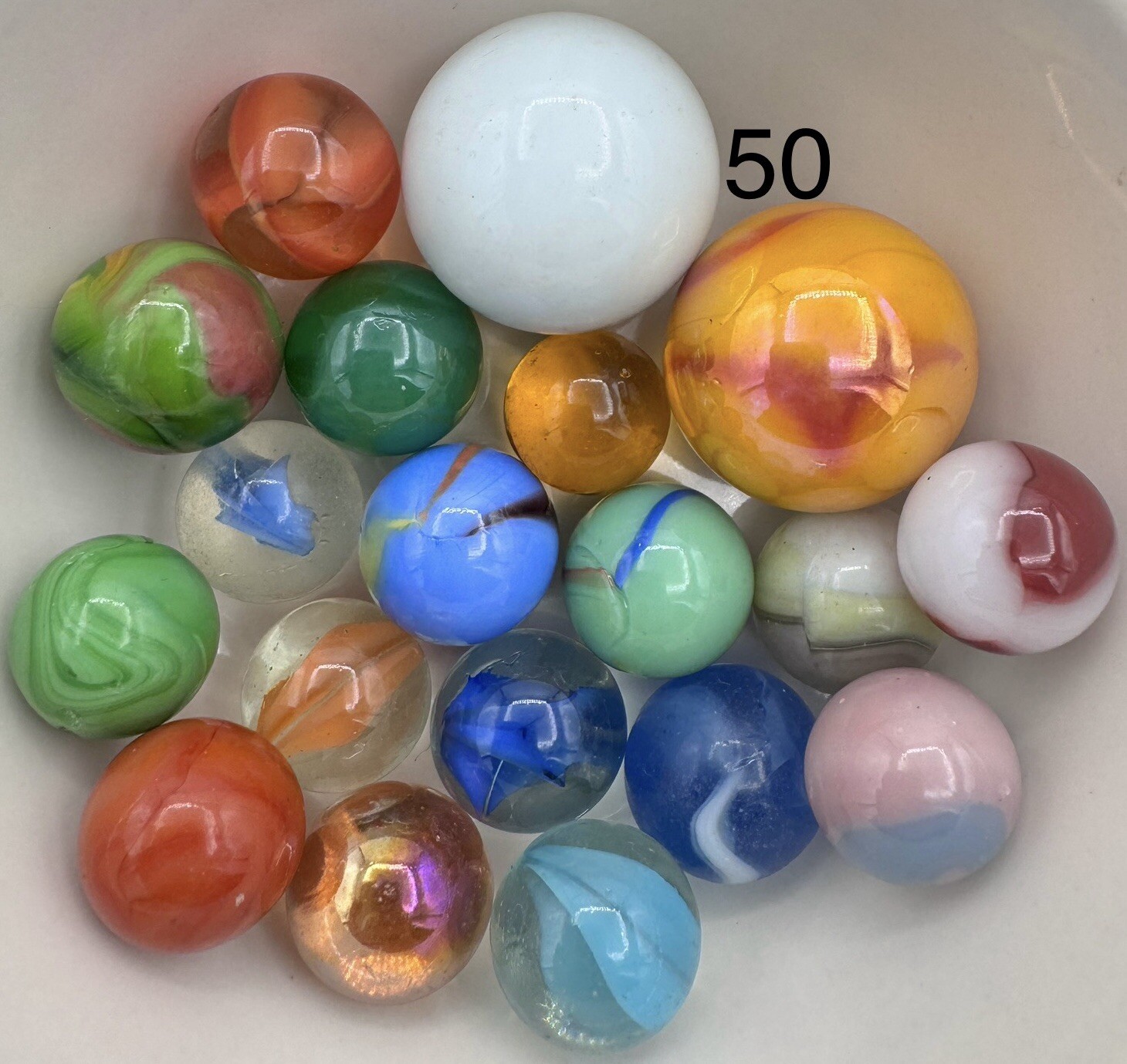 Vintage Marble Lot Of MARBLES UV Reactive Cadmium Uranium Lot #50