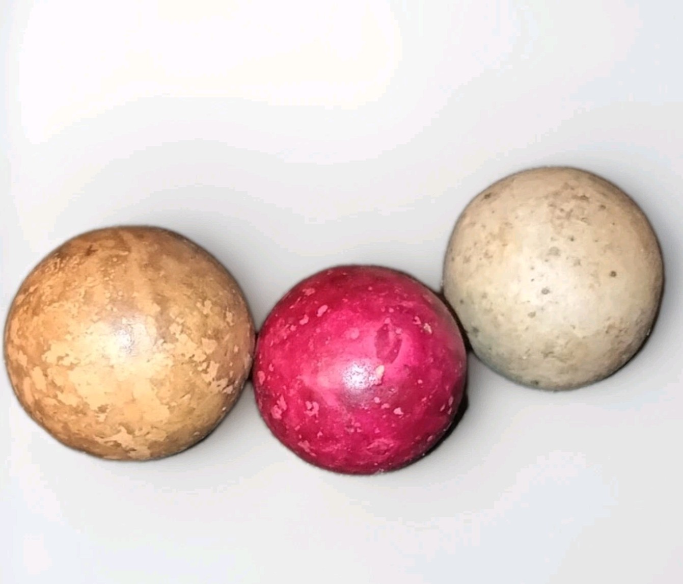 Vintage Antique 19th Century Clay Marbles Lot Of 17 Different Sizes And Colors