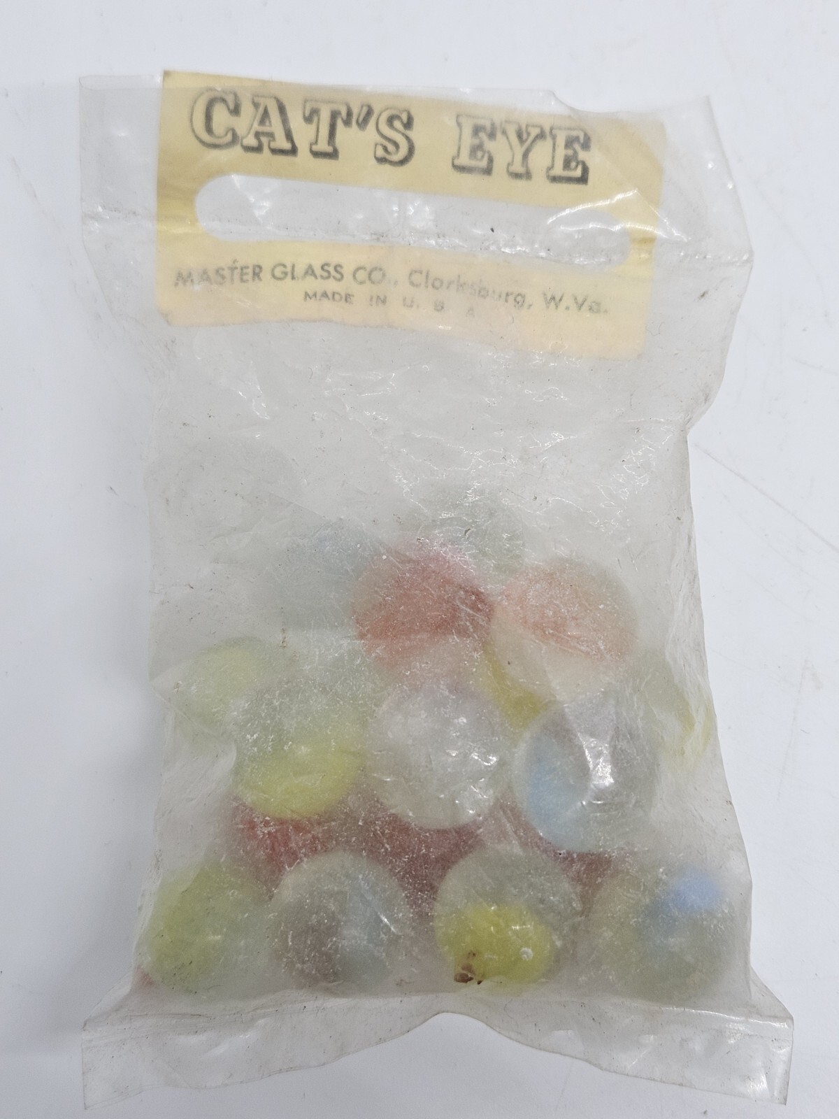 Antique 2 NOS “Cat’s Eye” Marbles Marble Bags Master Glass Co. Clarksburg W. VA.