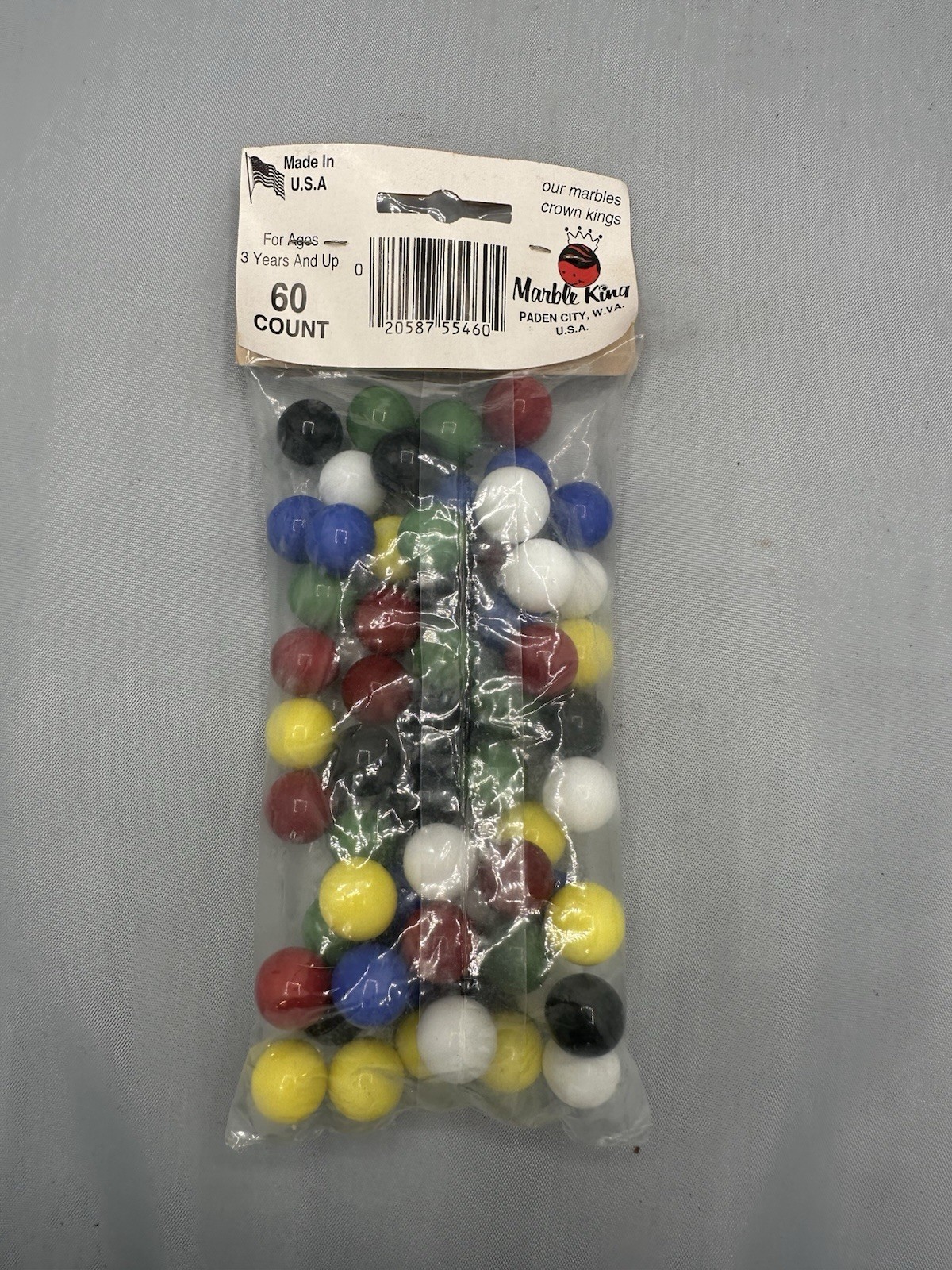 VTG NOS Marble King 60 Count Glass Marbles Solid Chinese Checkers (16B)