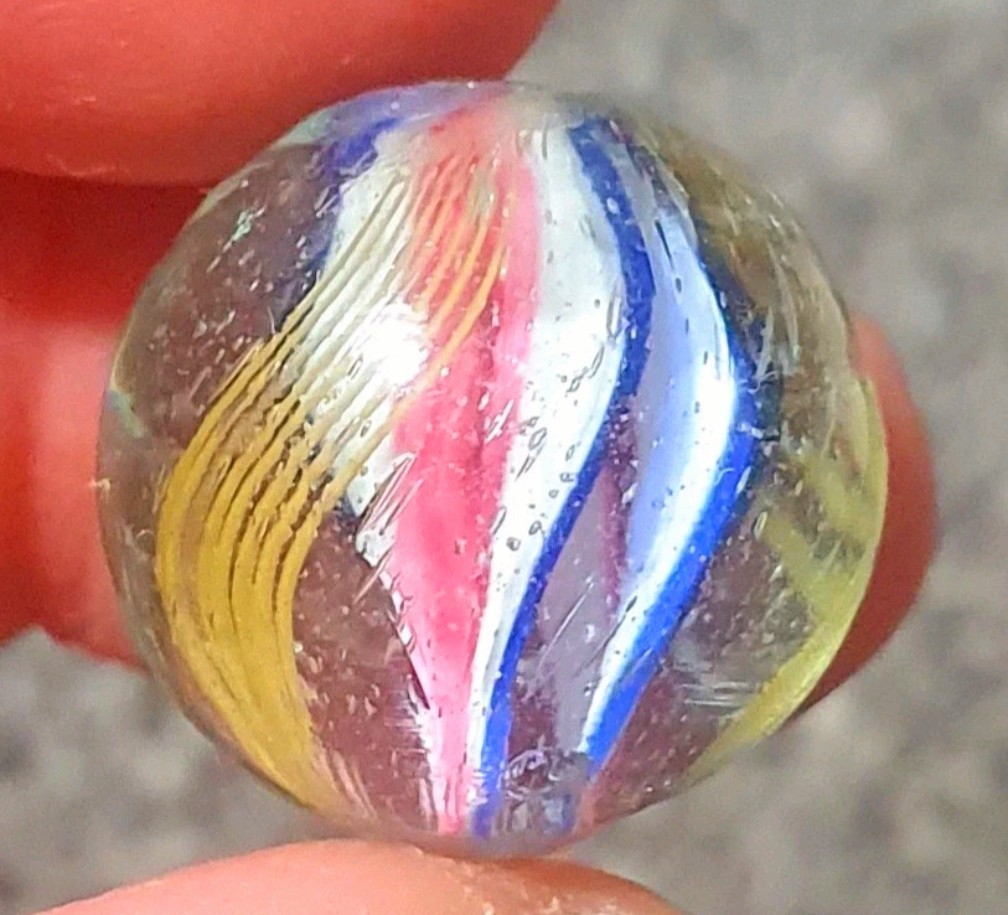 25/32″- Gorgeous Shooter Peppermint Double Ribbon German Handmade Marbles MINT