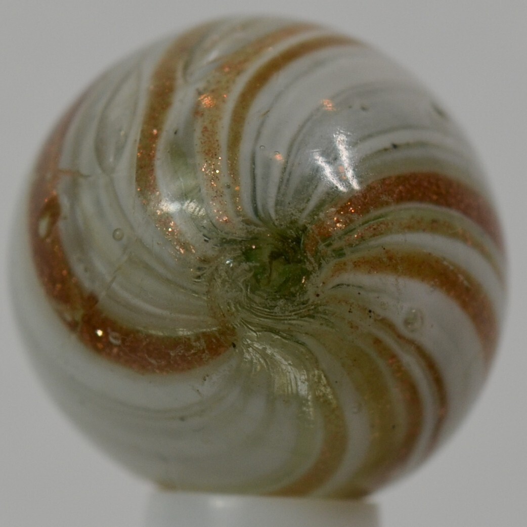 Nice Handmade White Onionskin Lutz Marble 11/16 in, Near Mint, Germany, S1328