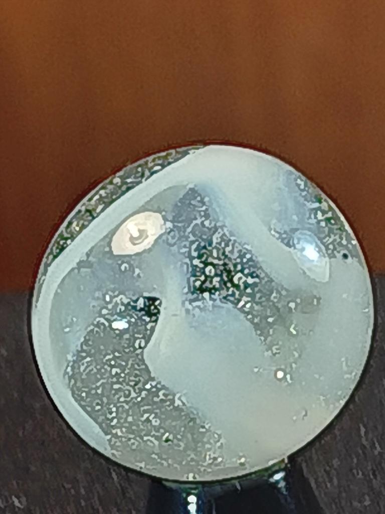 11/16″ Akro Agate Ice White Slag Snake Swirl Near Mint Serious Marble B215