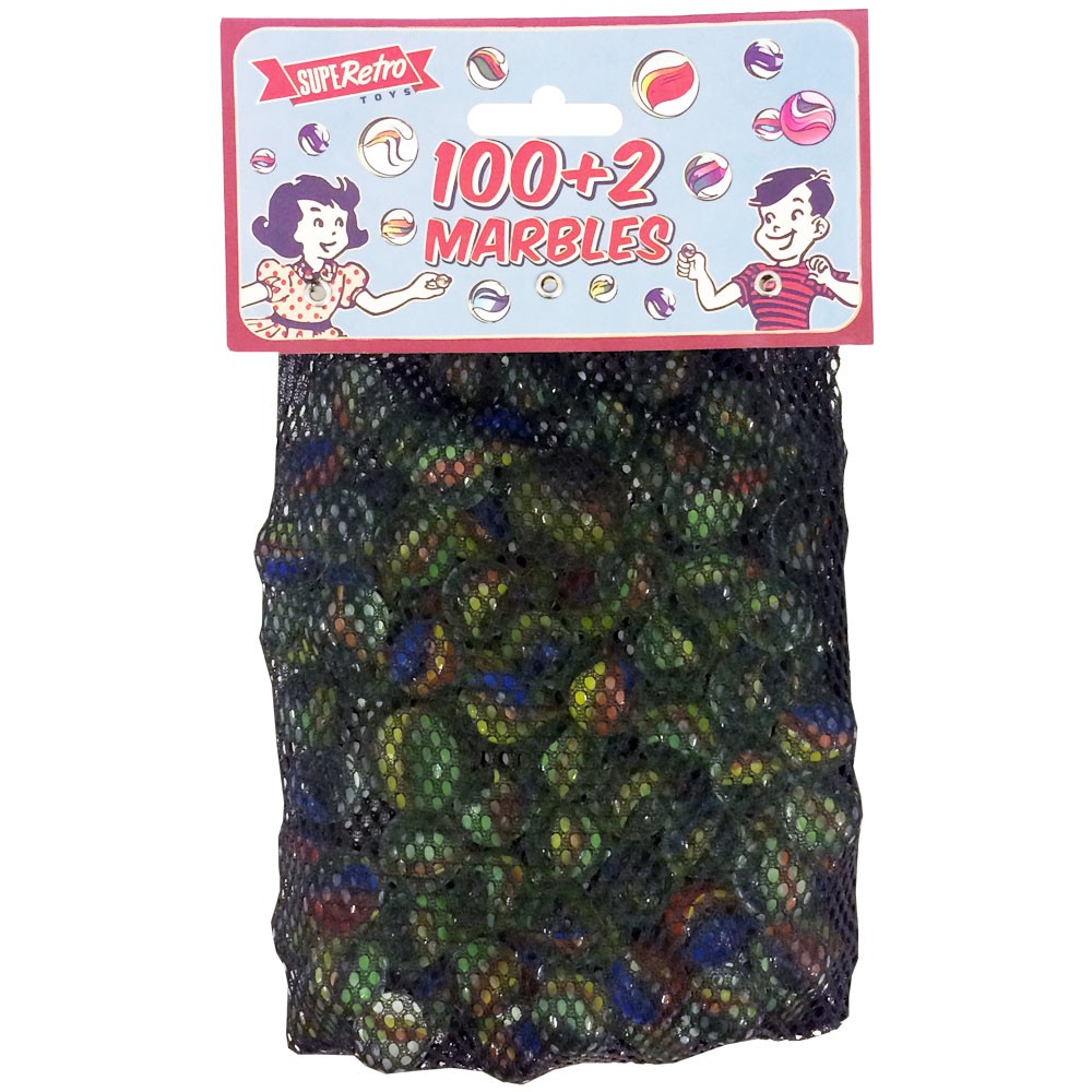 Large Bag of Marbles – 100+2 Children’s Assorted Toy Glass Marbles for Games