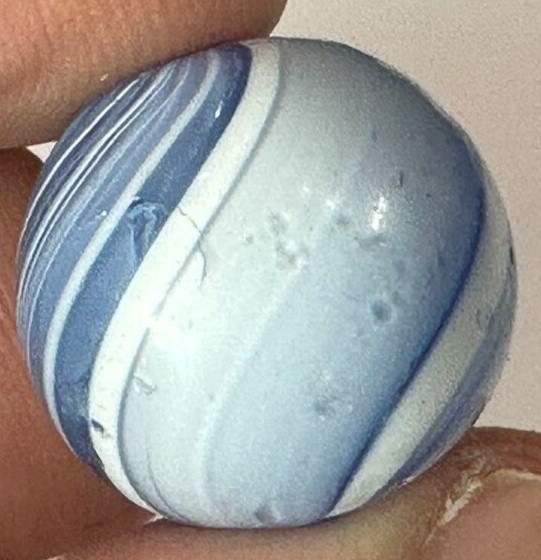 Uncommon Handmade Banded Opaque Marble, 11/16 in, 1860-1920, Germany, S747