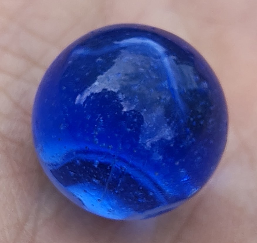 Vintage Sapphire Blue WV Swirl Marble 0.61″ Translucent Lots Of Tiny Bubbles NM