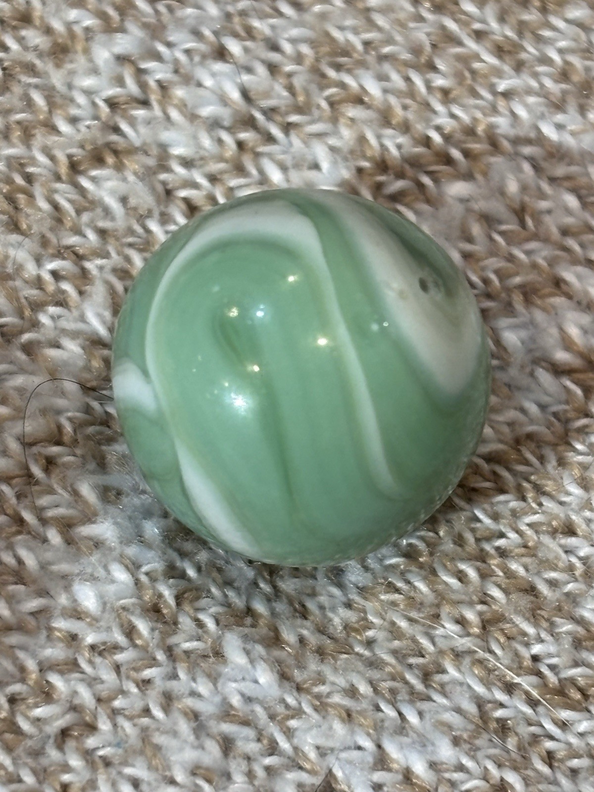 Vintage Alley Agate Pistachio Green & White UV Swirl Glass Marble 0.68”