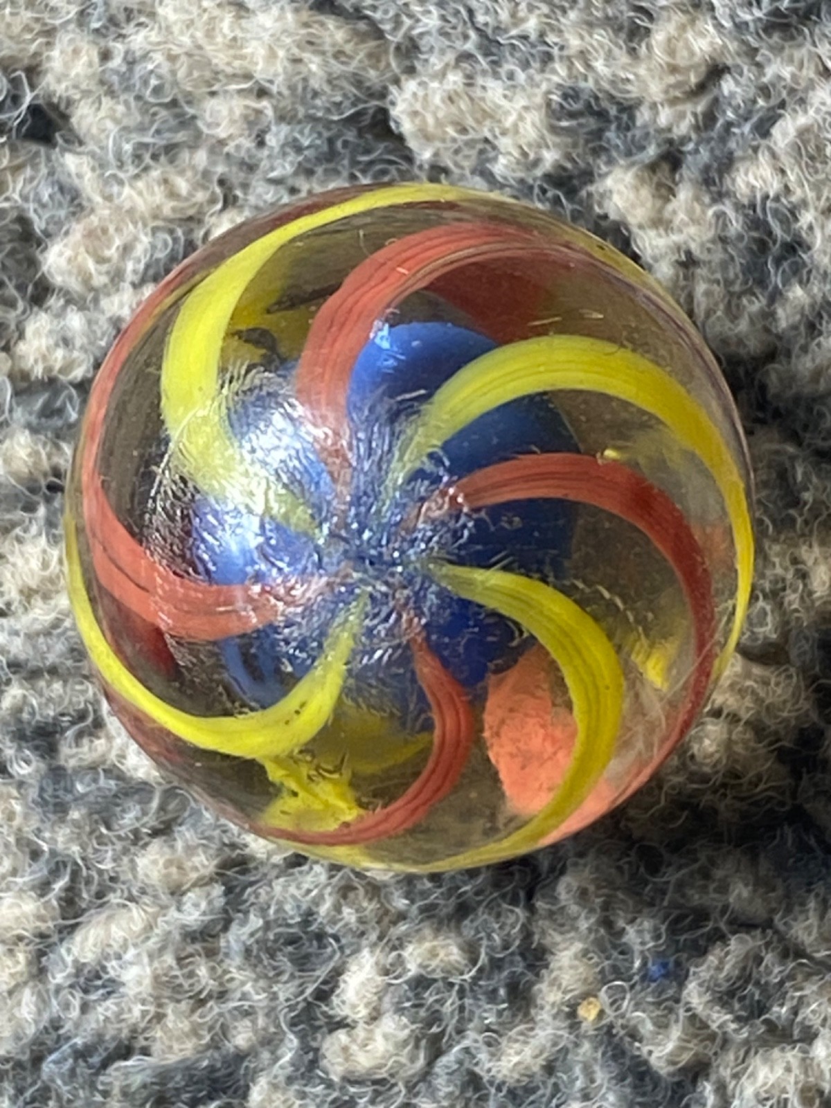 Antique German Marble HTF 8 band blue/red solid core 17mm 0.69 wet mint