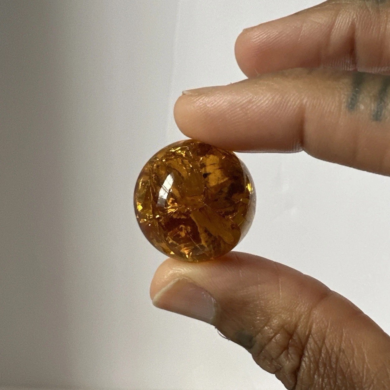 100 Vintage Amber Gold Crackled Glass Marble