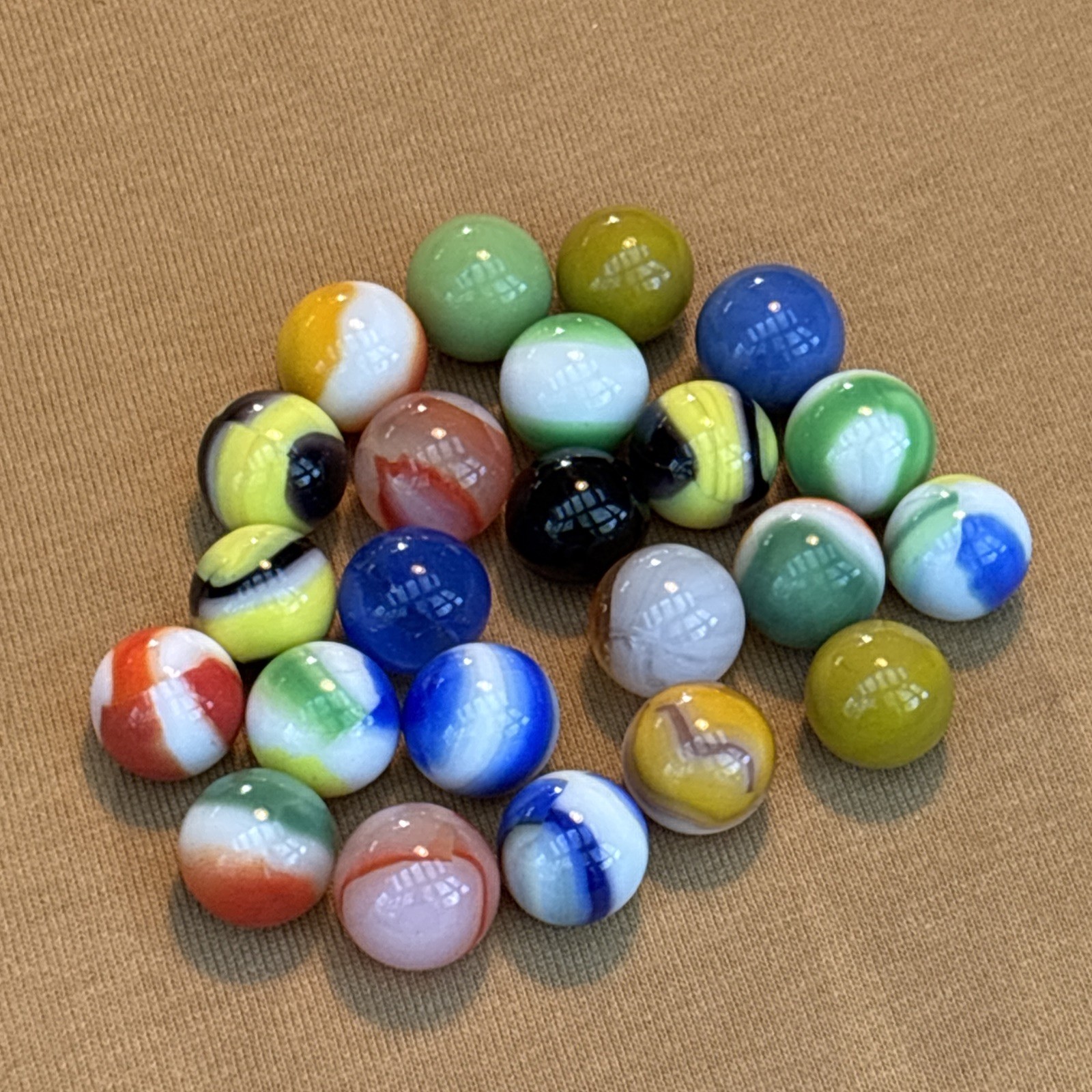 Original Antique Vintage Old Marbles Lot Swirl Colors Blue Green Orange White